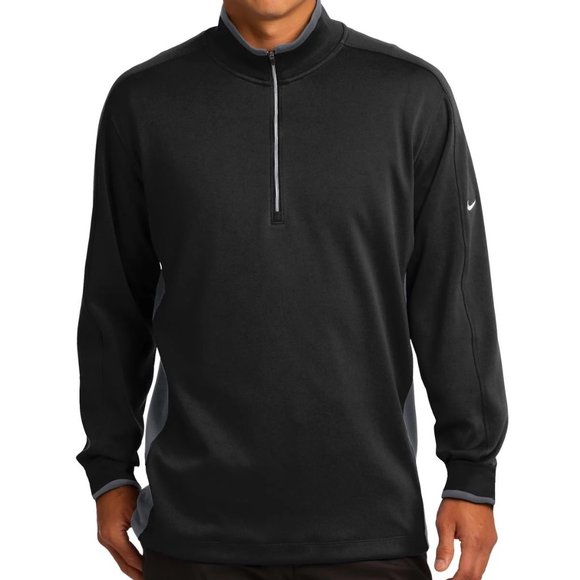 Nike Men's Dri-FIT 1/2-Zip Cover-Up. 578673 Color: Black/ Dark Grey/ White. - Picture 1 of 10